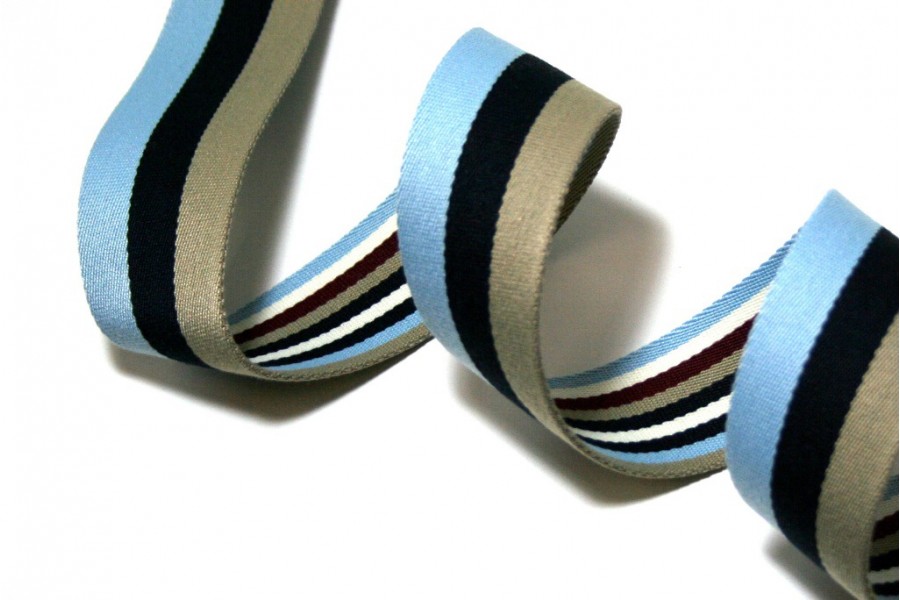 1m Gurtband Taschenband 40mm Streifenmix blau/beige